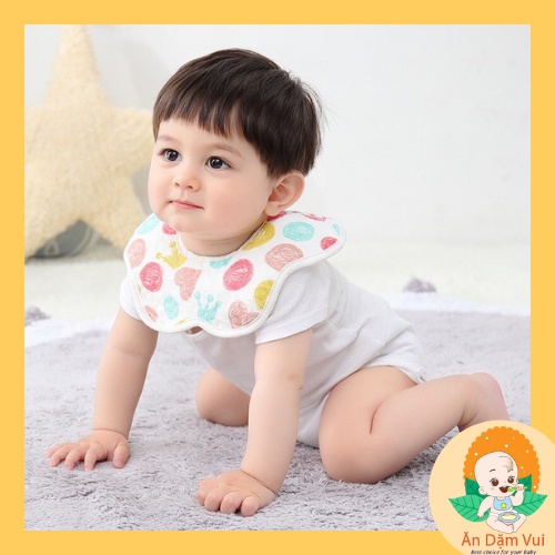 Yếm dãi xoay tròn 360 độ, yếm vải cotton mềm mịn, chống thấm tốt cho bé ăn dặm SAMI KIDS