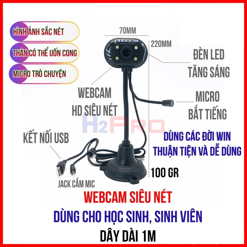 [Ảnh thật] Webcam chân cao có micro tiện dụng dành cho học online, họp văn phòng