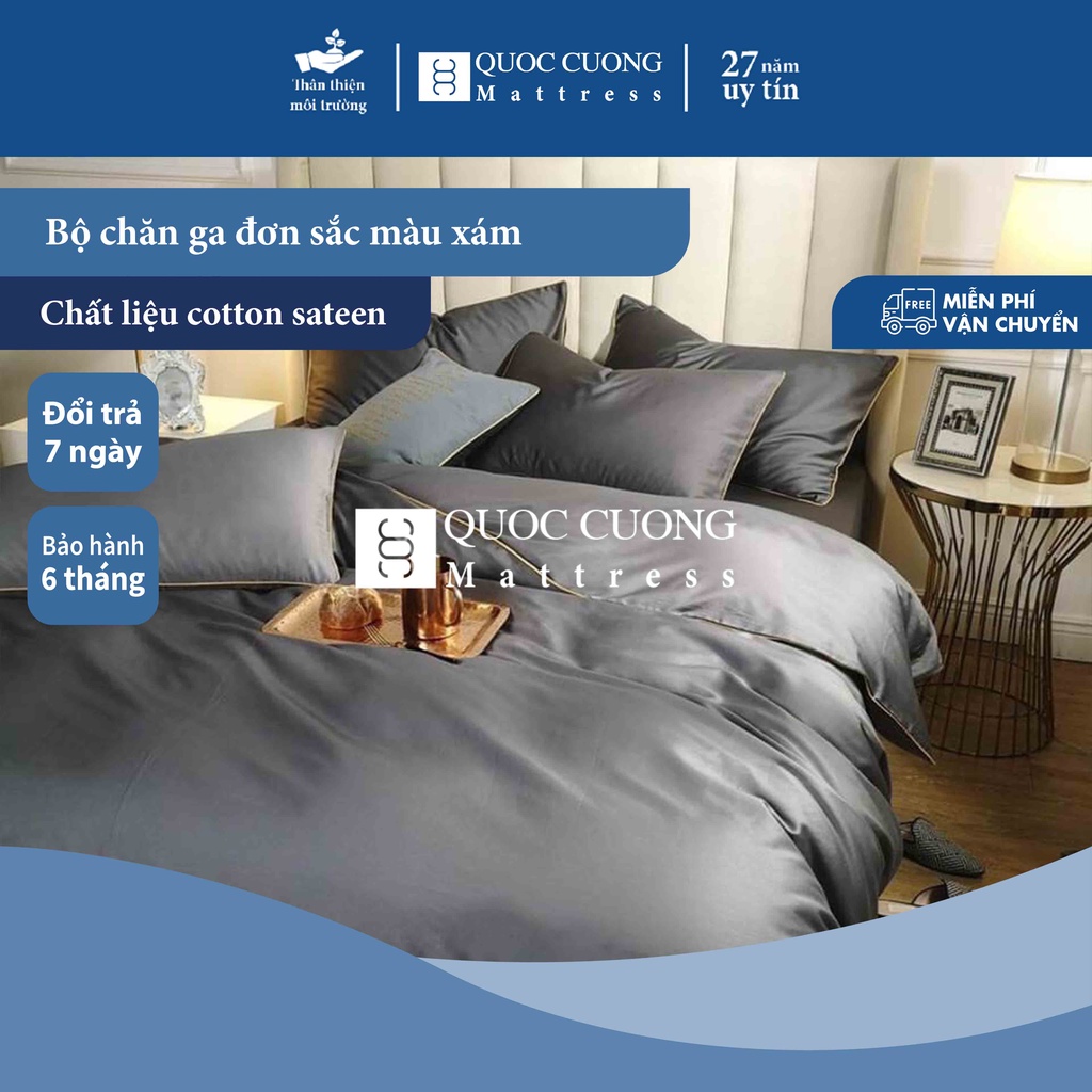 Bộ Chăn Ga Gối Cotton Sateen Đơn Sắc Đủ Kích Thước Trải Đệm 1m, 1m2, 1m4, 1m6, 1m8, 2m2 | BigBuy360 - bigbuy360.vn