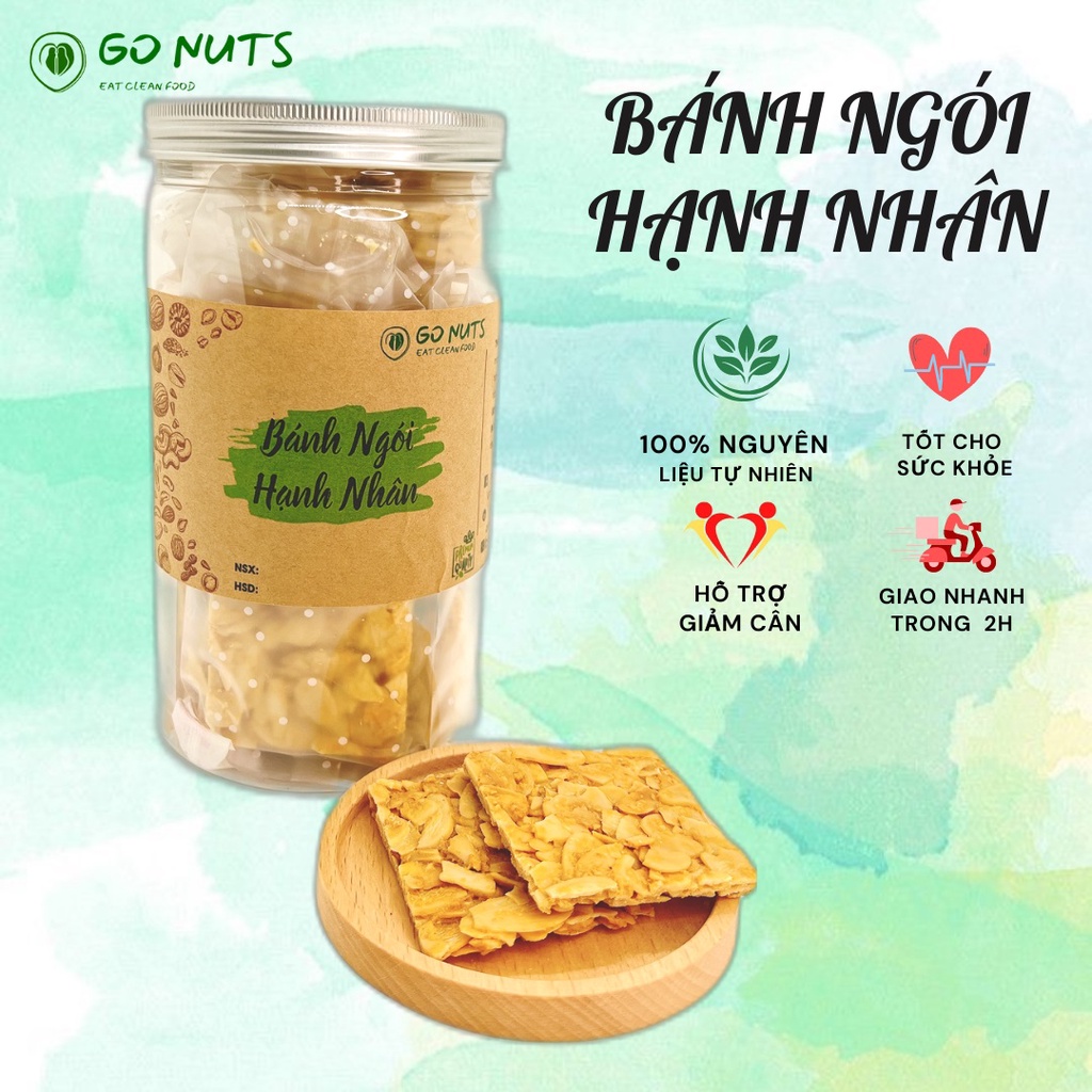 Bánh ngói hạnh nhân GONUTS không đường Bánh ăn kiêng hỗ trợ giảm cân Bánh hạt dinh dưỡng ngũ cốc bánh healthy thực dưỡng