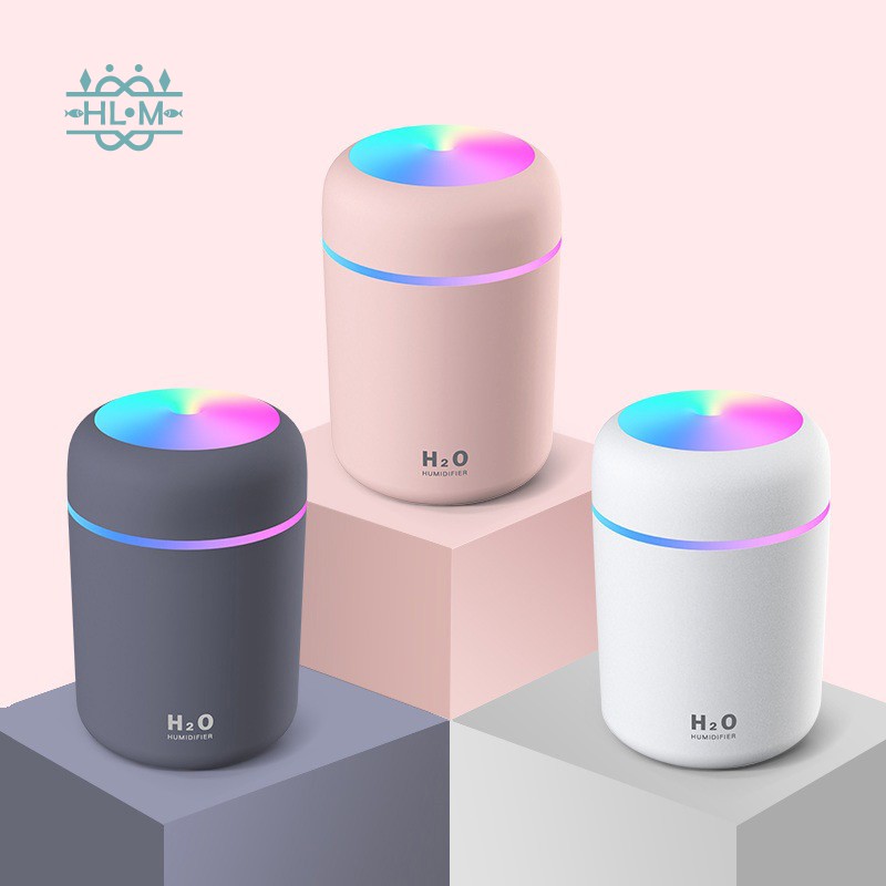 300ML USB Air Humidifer Aroma Essential Oil Diffuser with Romantic Lamp Mist Maker Aromatherapy Humidifiers for Home White