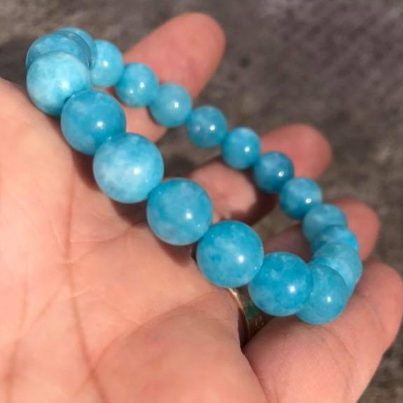 Vòng tay đá Amazonite sắc xanh ngọc thanh khiết.8ly