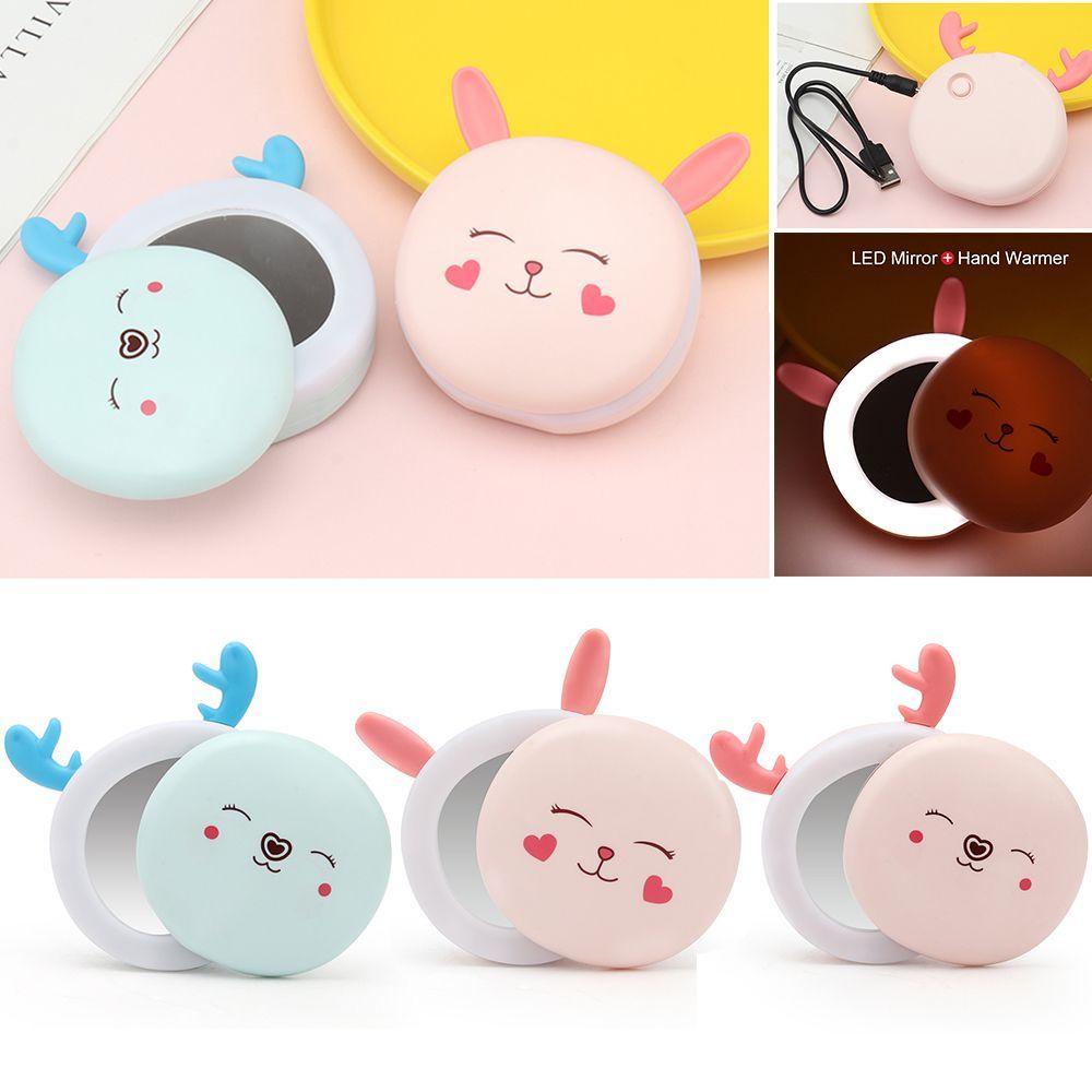 Gương Trang Điểm Đa Năng Hình Thỏ Tích Hợp Đèn LED Giao Diện USB Tiện Dụng