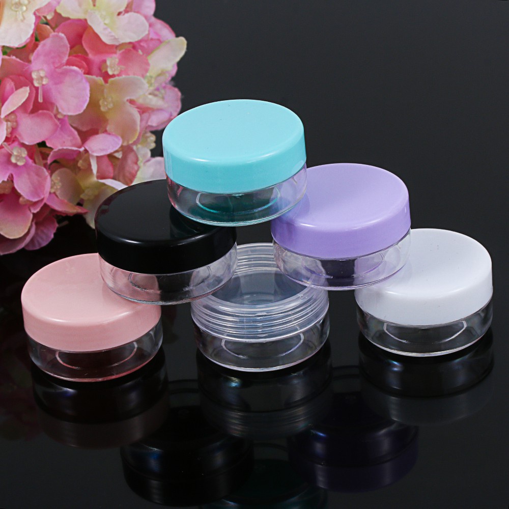 DIACHA 10PCS/Set Transparent Empty Jar Box Travel Round Bottle Face Cream Jars Bead Storage Pot Refillable Bottles Mini Box Makeup Accessary Cosmetics Plastic Eyeshadow Container/Multicolor