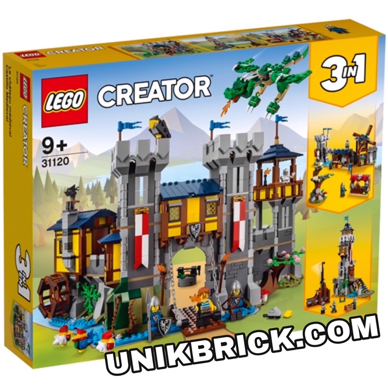 [CÓ HÀNG] Lego UNIK BRICK Creator 31120 Medieval Castle 3 IN 1 Lâu đài trung cổ chính hãng (như hình