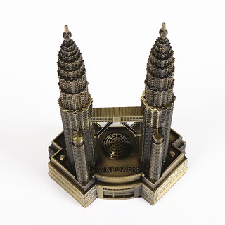 Mô hình tháp đôi Petronas cao 18 cm V.2 (Màu Vàng Rêu)