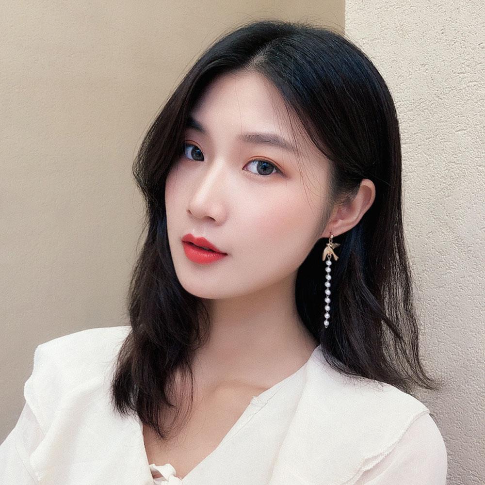 Khuyên Tai Kẹp Hình Chim Thắt Nơ Màu Xanh Lá Bất Đối Xứng Thời Trang Xu Hướng