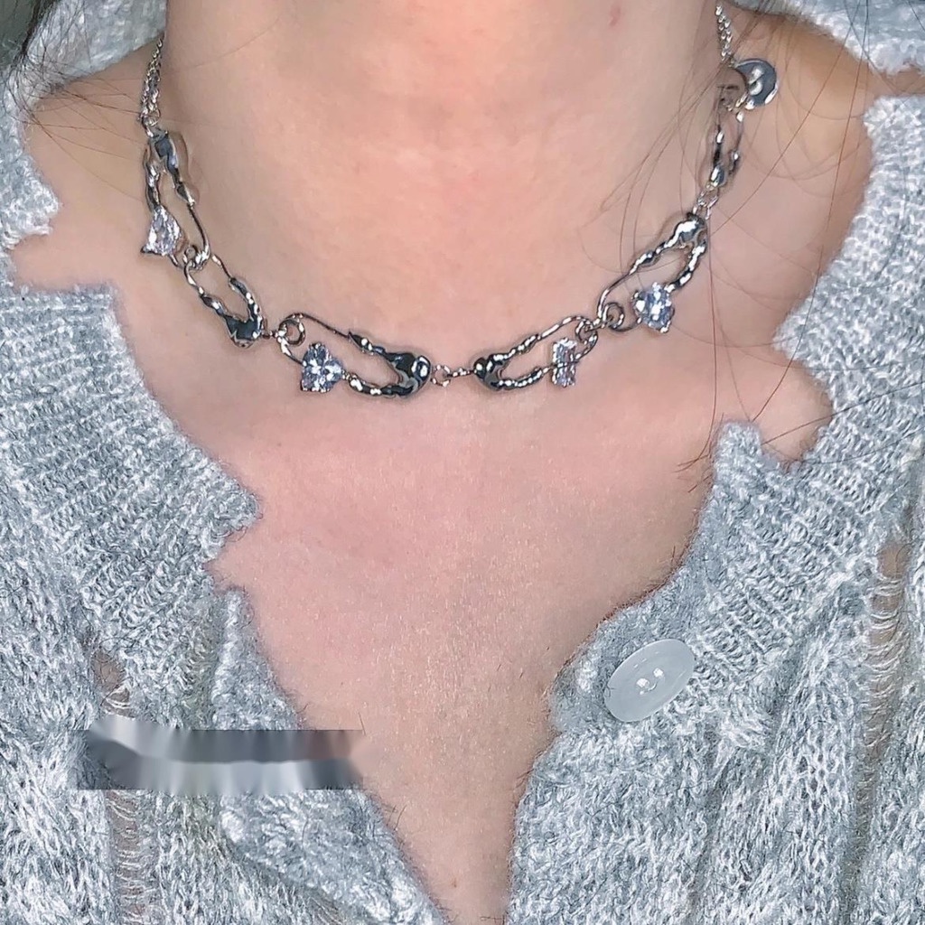 Dây chuyền mặt hình ghim cài và hình trái tim thời trang sang trọng 19A1633