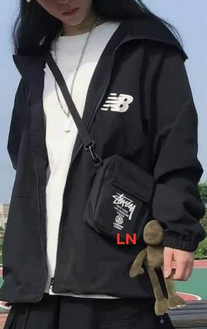 Áo khoác gió dù nhẹ 1 lớp mũ kéo khoá NB