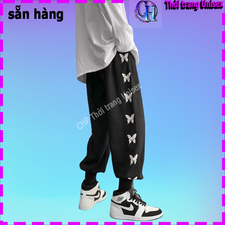 Quần nỉ thể thao Nam Nữ In Hoạ Tiết bo chân dây rút lưng ống xuông rộng dài tập nhảy