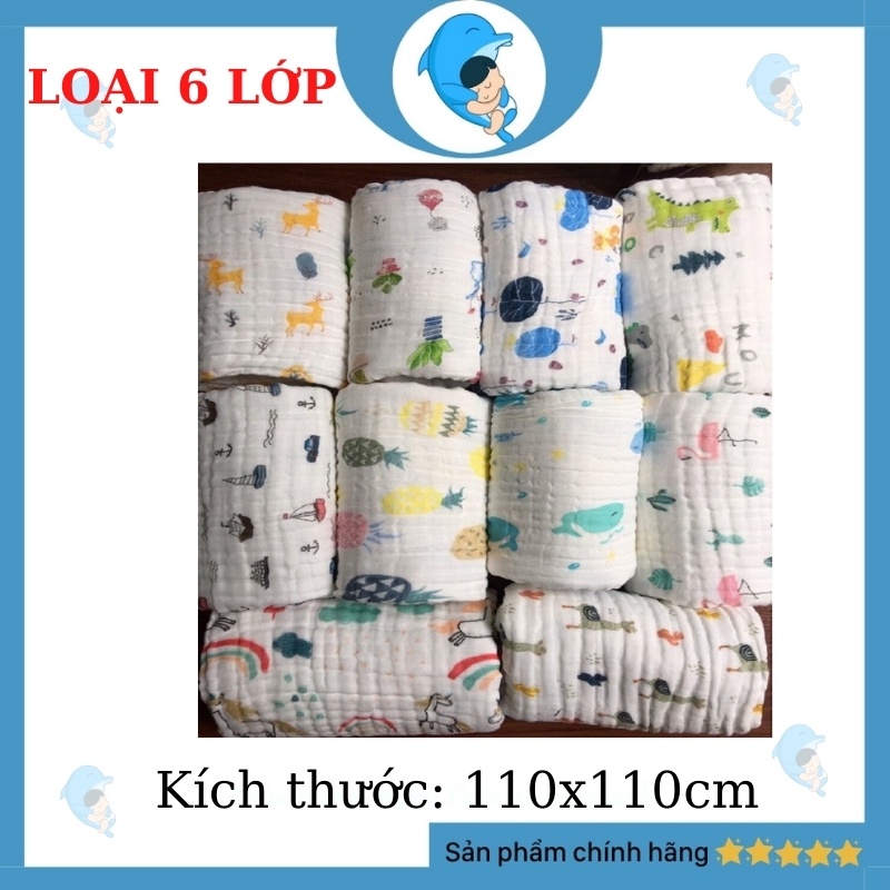 Khăn Tắm Cho Bé 6 Lớp, Mềm Mại, Siêu Thấm, Kích Thước 110*110cm