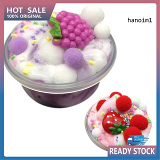 HN_Macaroon Fluffy Fruit Slime Squishy Squeeze Scented Stress Relief Kids Toy Gift
