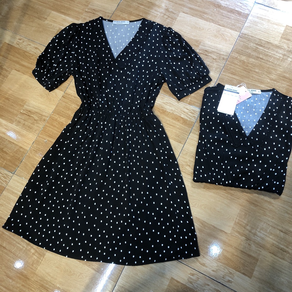 T&DShop Váy chấm bi, cổ ren, eo nhún, chất cotton mát mẻ dễ mặc và tôn da, hàng Việt Nam xuất khẩu,