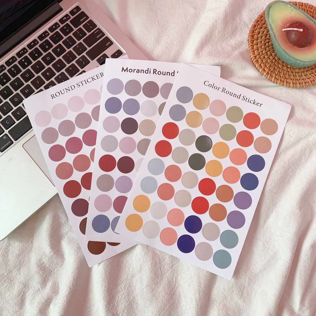 Nhãn dán hình tròn Morandi trang trí