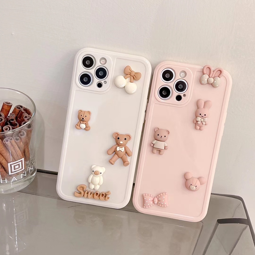 Ốp điện thoại TPU gấu 3D thích hợp cho Iphone 13promax 7plus 8 8Plus Xr X/Xs XsMax 11 11Pro 11/12Promax 12Mini 12Pro