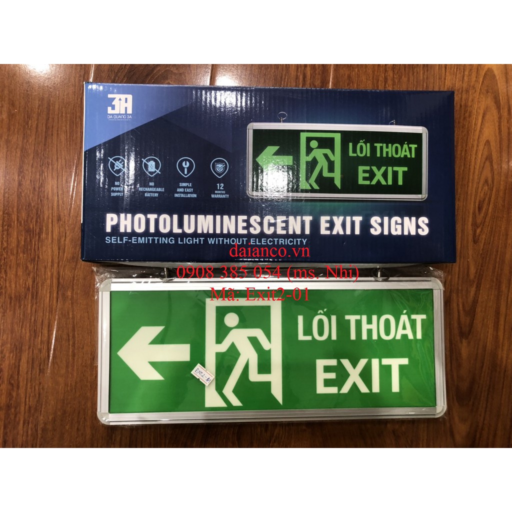 Bảng thoát hiểm 2 mặt dạ quang phát sáng  (Exit) - Đèn lối thoát, đèn khẩn cấp giá cực rẻ- Hình Thật