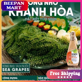 Combo 25 Bịch Rong Nho Tách Nước Khánh Hoà 25Gr + 1 Chai Mè Rang 210ml - Công Nghệ Tách Nước Tiêu Chuẩn Nhật Bản