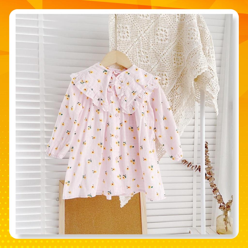 ️10-21kg️ Váy xinh dài tay dáng babydoll cổ bèo mặc thu đông cho bé gái chất xô hoa cực đẹp