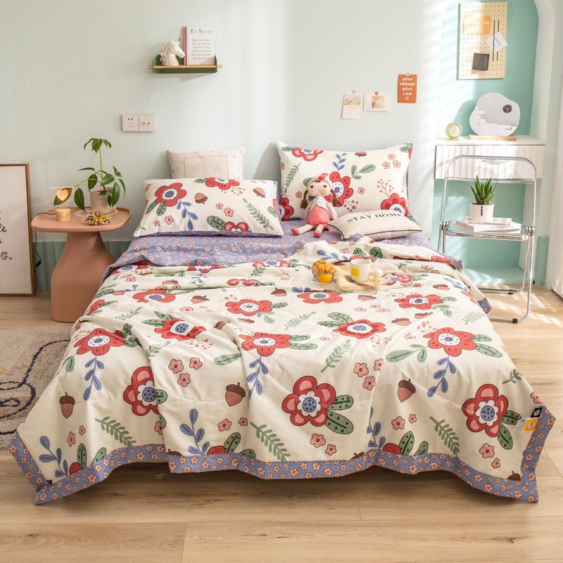 Bộ Chăn Ga Gối Cotton Living Chăn Chần - 100% Cotton Mẫu Hoạt Hình Cực Đáng Yêu Cho Các Bé