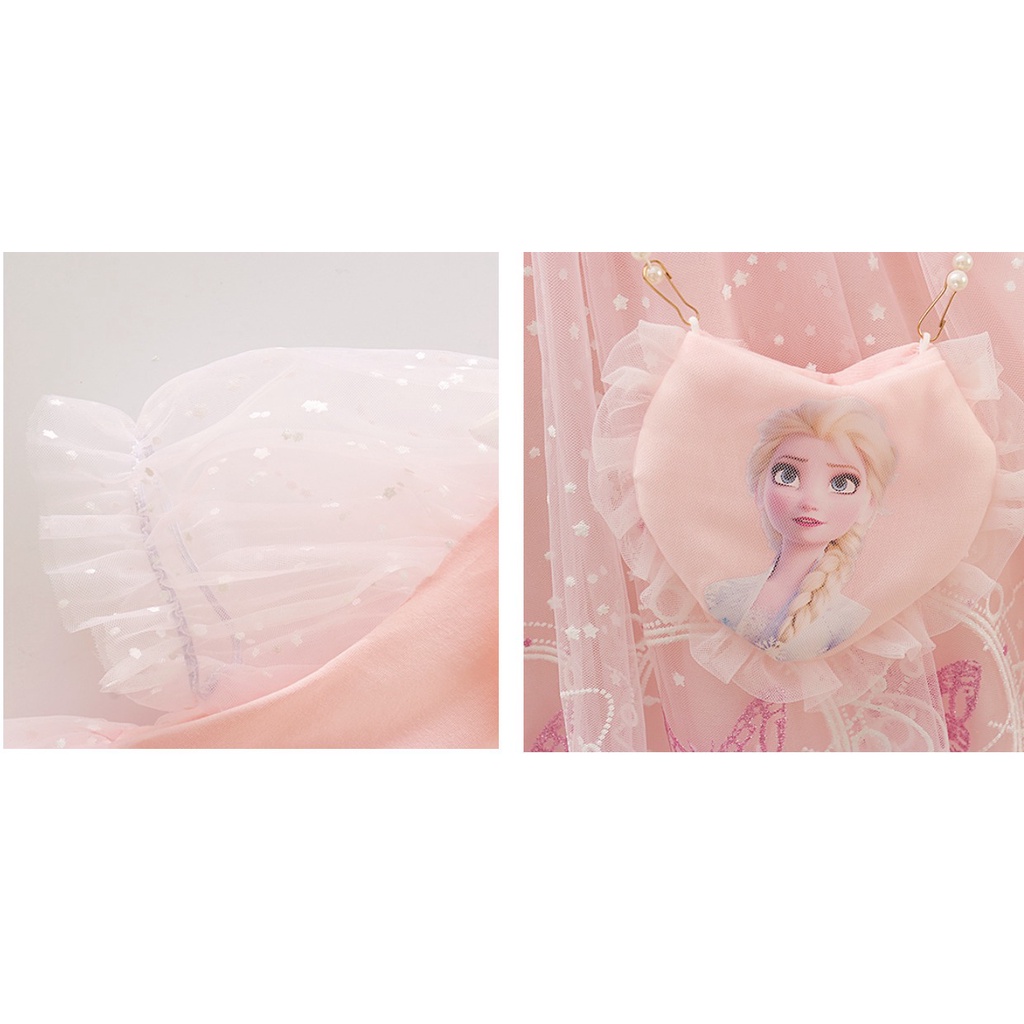 Váy bé gái 1-8 Tuổi Kiểu Công Chúa Thời Trang túi đeo chéo Mùa Hè Elsa Cho Bé Gái Trẻ em