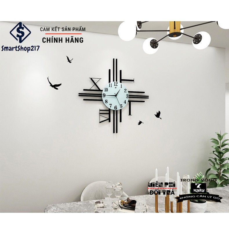 [DH-014] Đồng Hồ Treo Tường Hình Chữ La Mã (Tặng Decal trang trí + Bộ Kim dự phòng + Đinh treo chống hỏng tường)