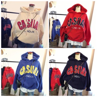 Áo hoodie thêu Casual vải nỉ lót bông dày dặn