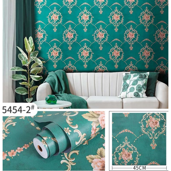 Decal giấy dán tường CHÂU ÂU XANH LÁ MỚI khổ 45cm keo sẵn