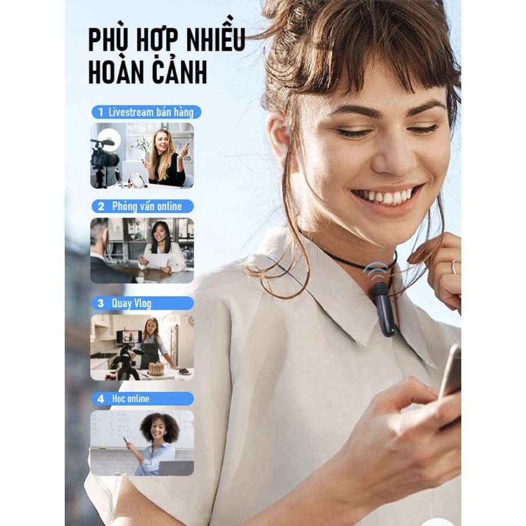 Microphone Không Dây Nhỏ Gọn Tiện Dụng Khoảng Cách Kết Nối 10m Qua Cổng Type-C Dùng Cho Điện Thoại Android