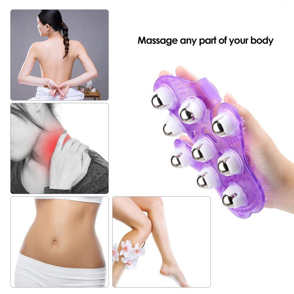 Con lăn chải mát xa lưng cổ vai gáy giảm đau mỏi - Bàn Chà Massage Đả Thông Kinh Lạc Bi Thép 360 độ