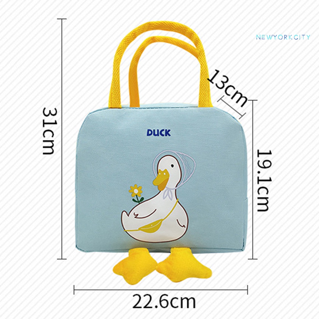 Túi Đựng Cơm Trưa Cách Nhiệt Đa Năng Bằng Polyester Mịn Có Khóa Kéo In Họa Tiết Con Vịt
