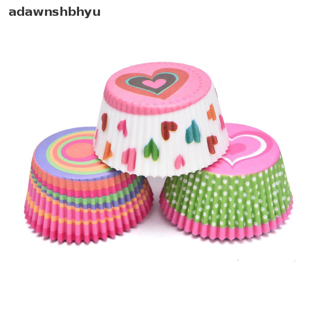 Set 100 Cốc Giấy Làm Bánh Cupcake Màu Cầu Vồng Diy