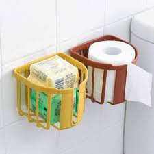 Giỏ dán tường đựng giấy vệ sinh, giỏ nhựa đựng đồ phòng bếp, phòng tắm tiện lợiv