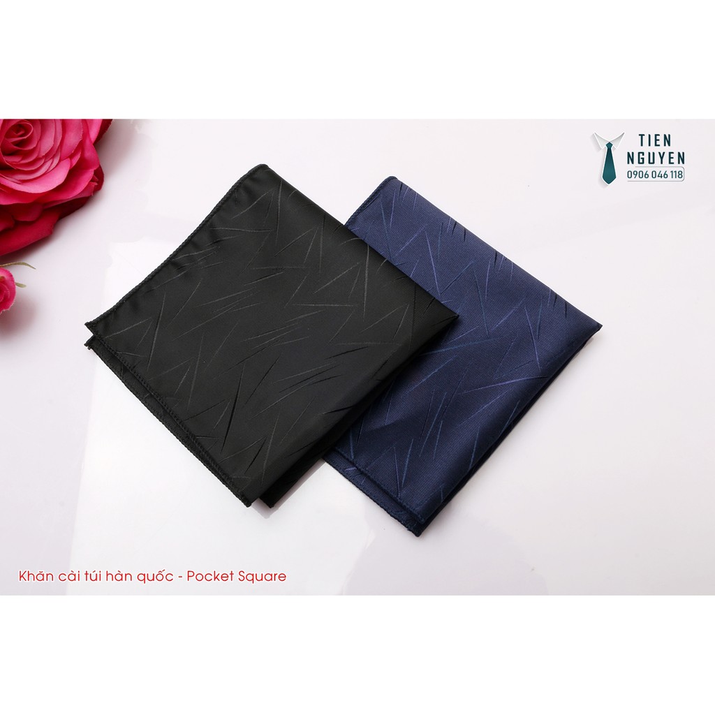 Khăn Cài túi áo Vest nam Chất coton - Phụ kiện cài túi Pocket Square xanh, đen kẻ họa tiết