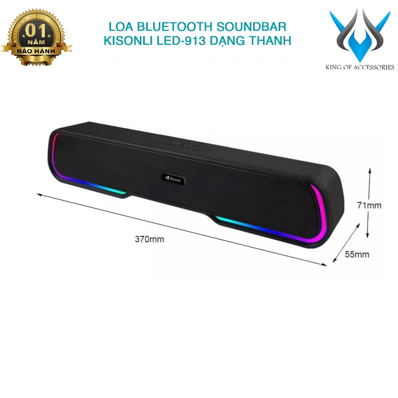 Loa bluetooth soundbar Kisonli LED-913 led RGB - tích hợp 2 BASS cực mạnh (nhiều màu) Phụ kiện 1986