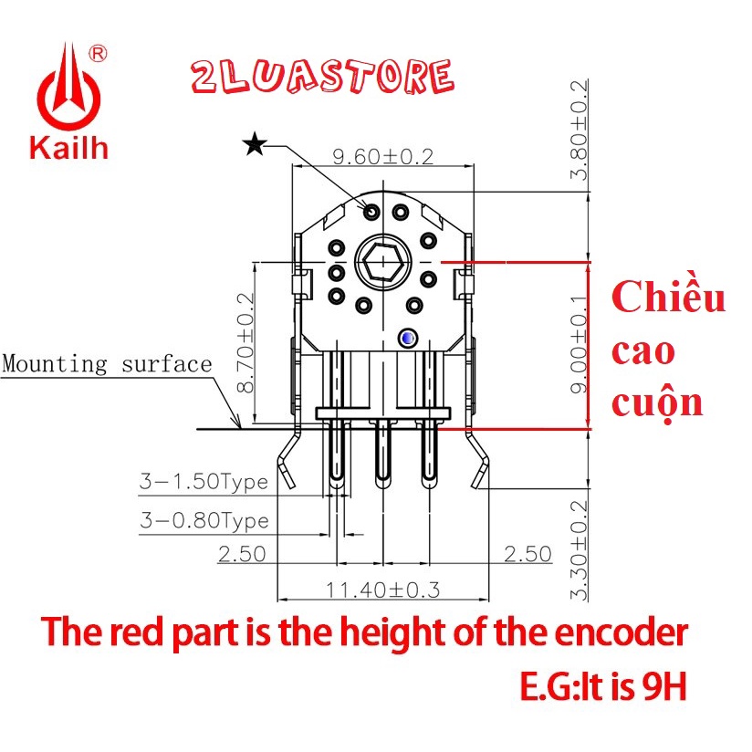 Nút cuộn dọc chuột Kailh 9/10/11 mm chính hãng - Scroll Encoder