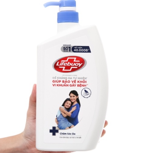 Sữa tắm Lifebuoy 833ml 2 màu đỏ - xanh dương. Bảo Vệ Khỏi Vi Khuẩn: Bảo Vệ Vượt Trội 10