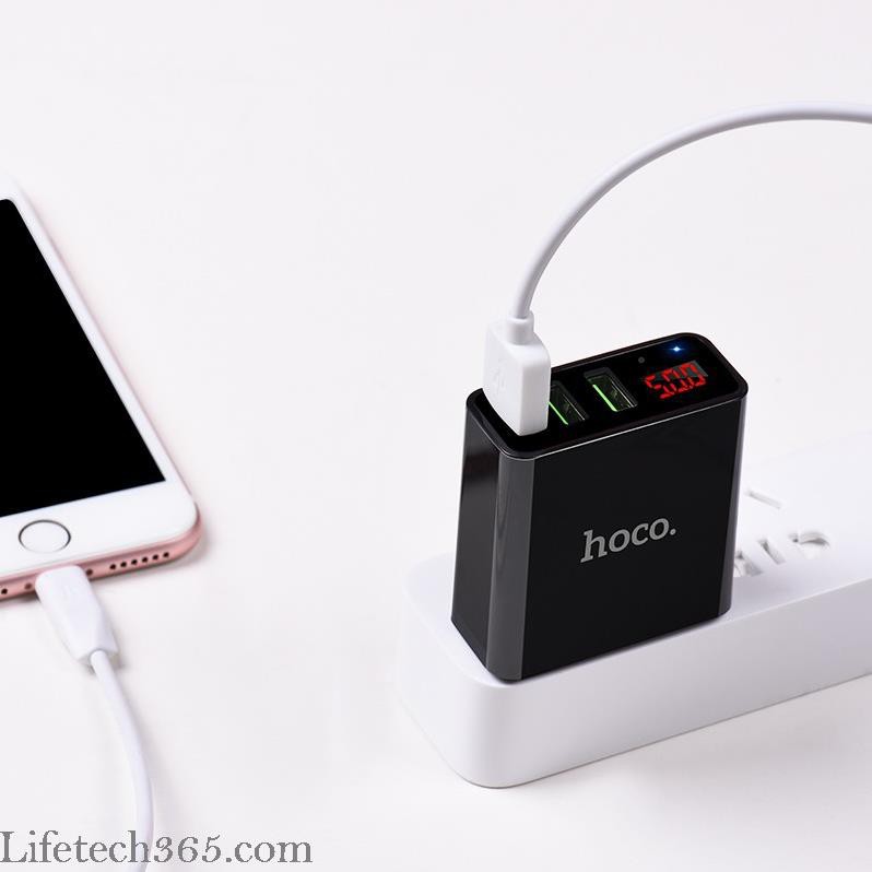 Hoco C15 – Củ sạc nhanh 3 cổng USB 3.0A có đồng hồ đo dòng điện