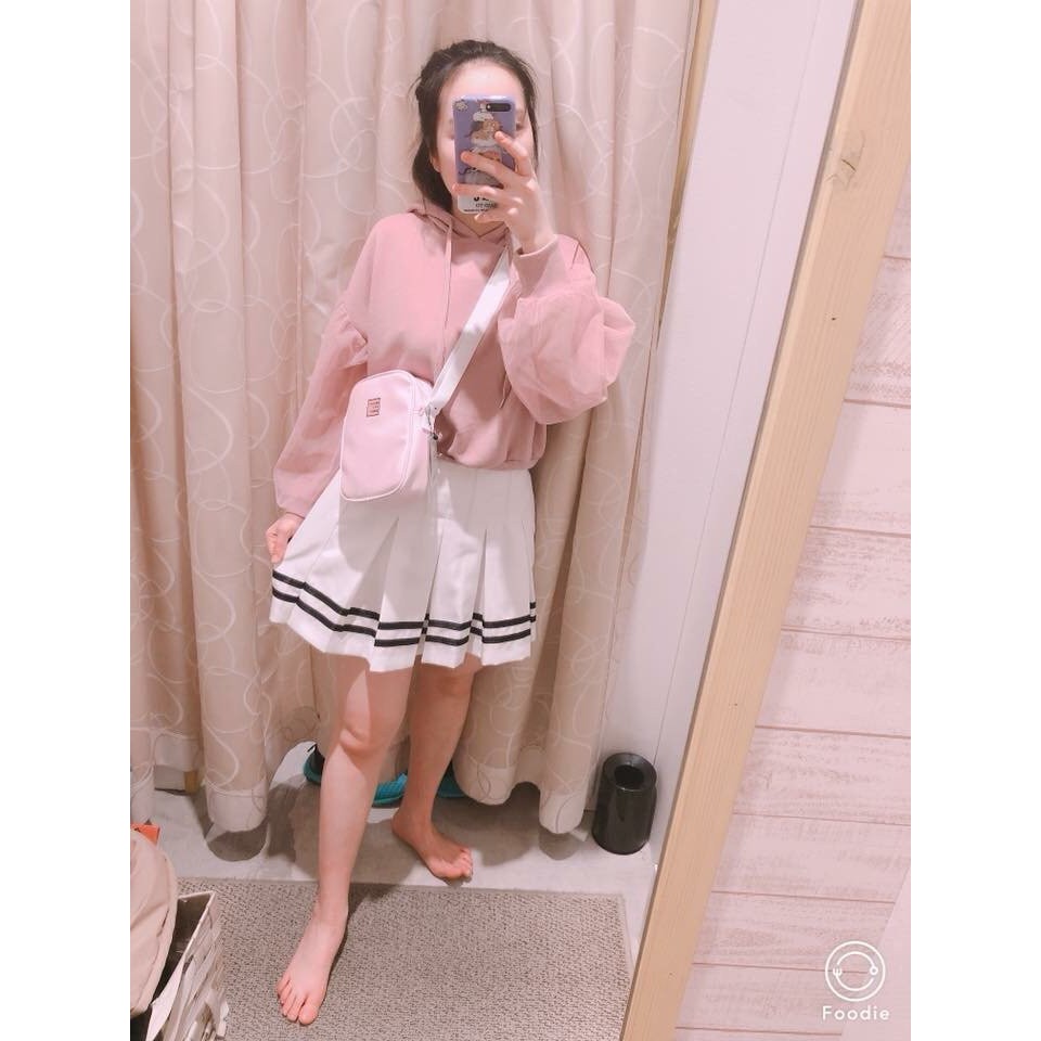 Chân váy tennis phối sọc xinh