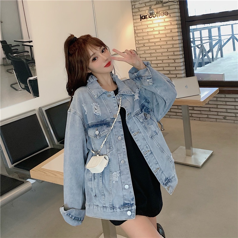 Happy-store ❤️ Áo Khoác Jeans Loang Phong Cách Unisex Cho Cả Nam Và Nữ Vải Jeans Xuất Dày Dặn happy store8668