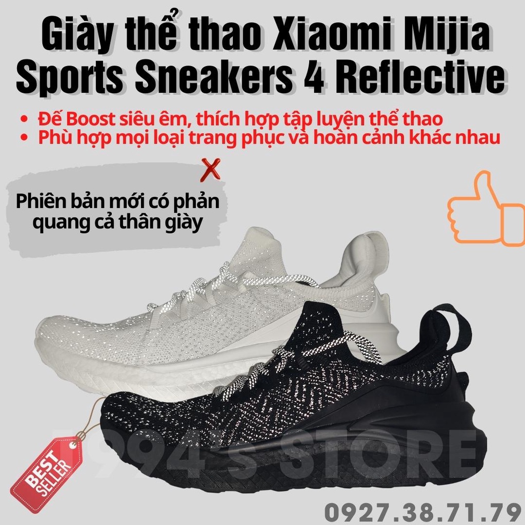 Giày chạy bộ Xiaomi Mijia Mi Sports Sneakers 4 Reflective  Đế Boost siêu êm - Phản quang toàn thân giày