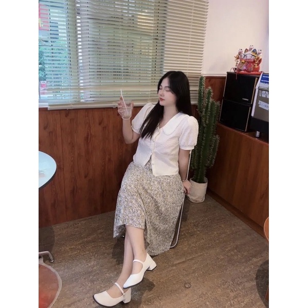 Giày cao gót mũi vuông dáng vintage nhẹ nhàng , hàng Quảng châu cao cấp