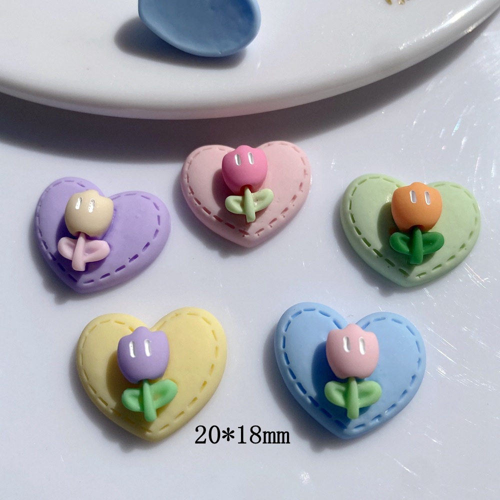 Phụ Kiện Trang Trí Hình Hoa Tulip Bằng Nhựa DIY Dành Cho Trang Trí Điện Thoại/ Giày Dép