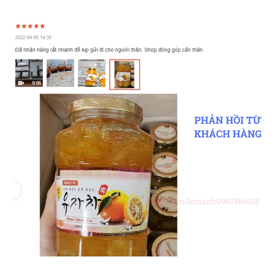 Chanh Đào Mật Ong Hàn Quốc - Chanh Đào Vàng Hiệu Quả Tốt Cho Tiêu Hóa, Giảm Cân Nhập Khẩu Hàn Quốc 1Kg