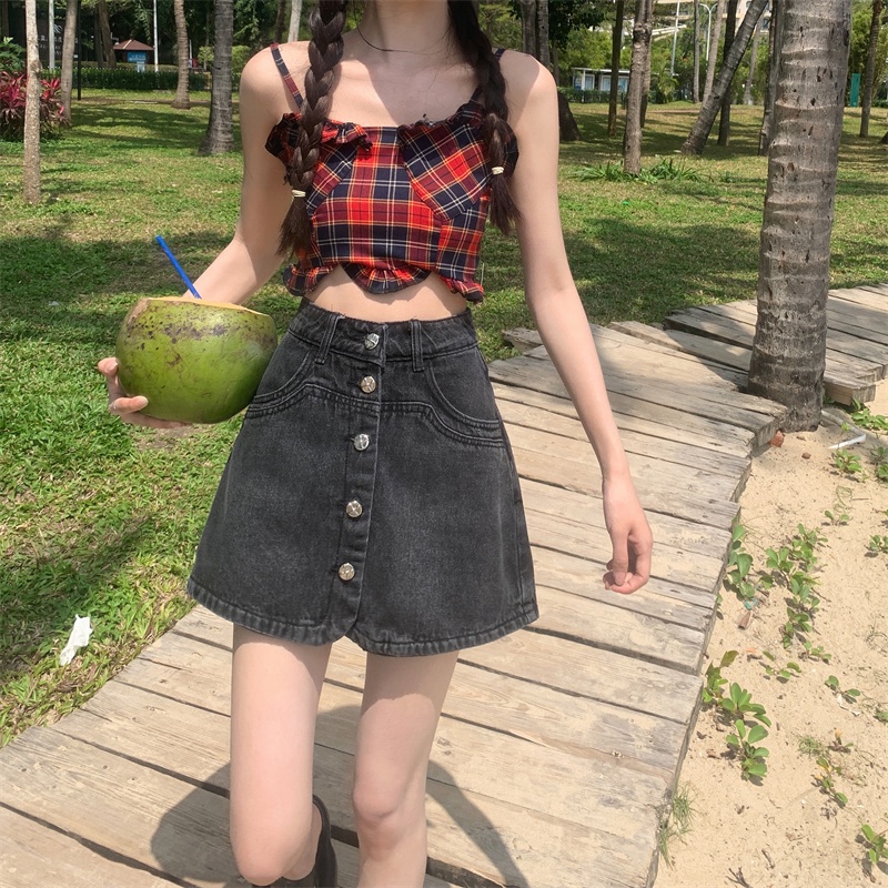 Quần Short Denim Lưng Cao Ống Rộng Thời Trang Mùa Hè Phong Cách Hàn Quốc Cho Nữ