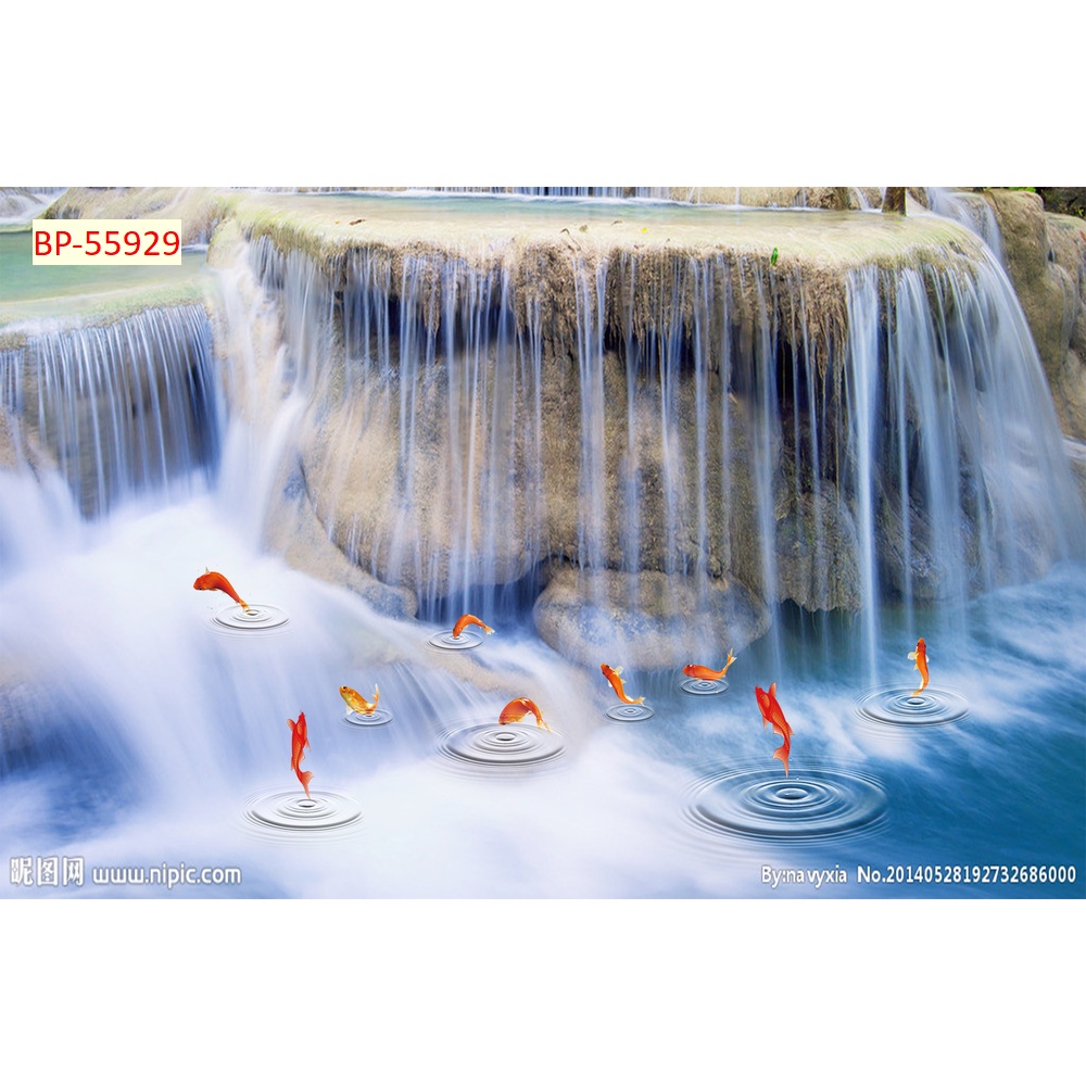 Tranh thác nước thiên nhiên tặng keo và dụng cụ dán 3D