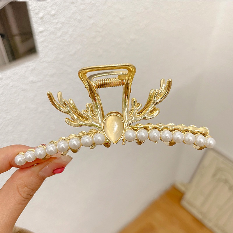 Kẹp tóc kim loại đính châu sang chảnh phong cách hàn quốc thời trang K22