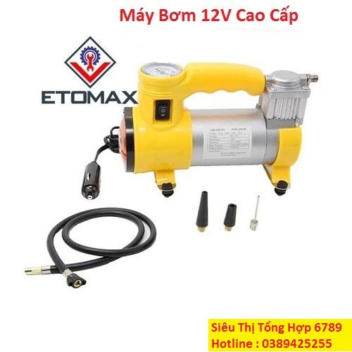 Máy nén khí bơm hơi mini 12v V2 , Bơm oto , Bơm Xe Máy