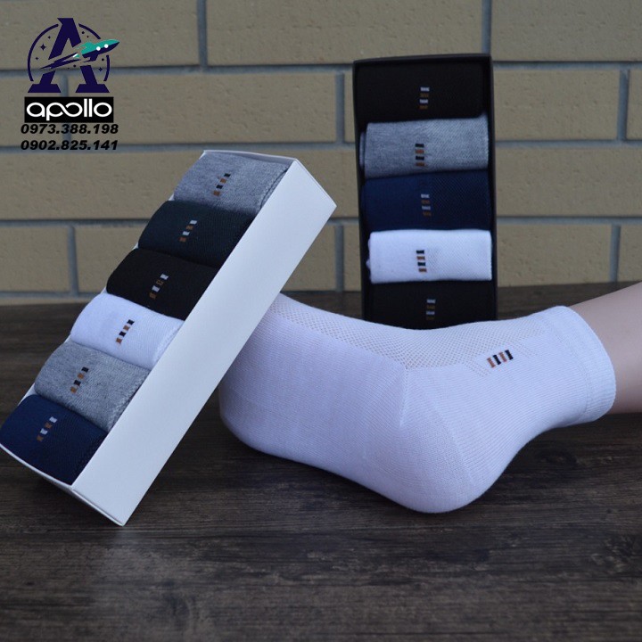 Tất ( Vớ) sợi tre cổ vừa chống hôi chân (Hộp 6 đôi)