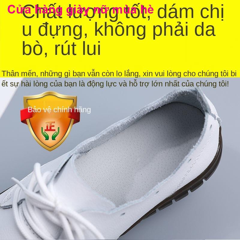 Giày đơn mùa xuân và thu, da nữ đế bệt của phụ nữ, mềm trung niên mới,