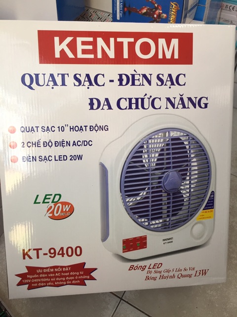 Quạt sạc tích điện chính hãng KENTOM KT-9400